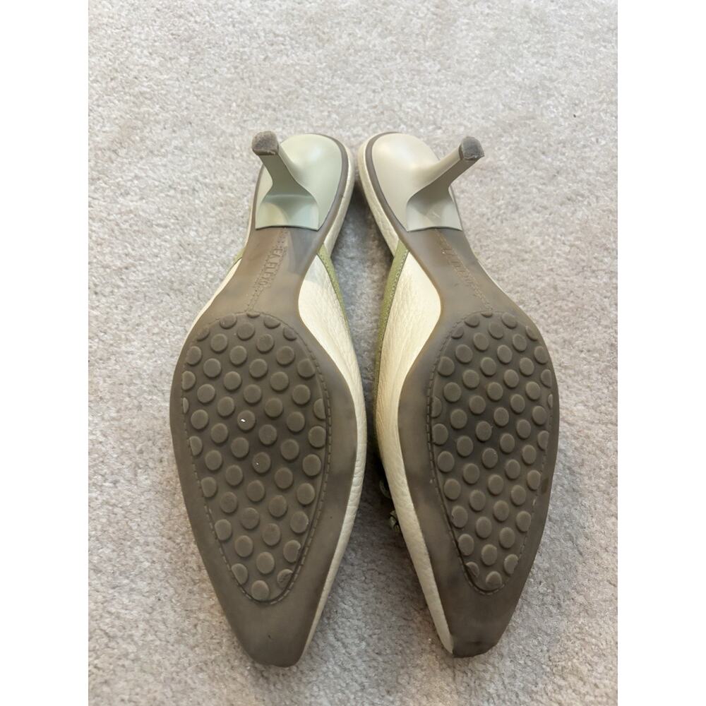 Enzo Angelina Green And Cream Slip On Kitten Heel Size 8 - Picture 4 of 6